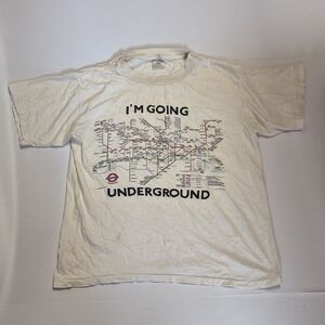Vintage I'm Going Underground London Tube Graphic Tee - 90s Streetwear - White L